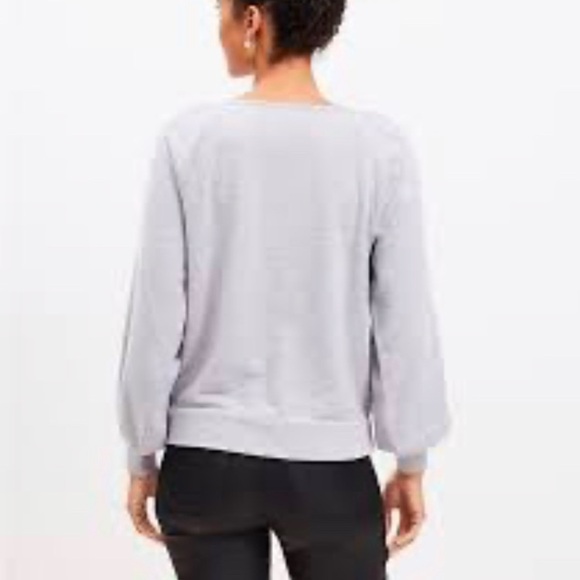 LOFT Pearlized Cozy Boatneck Gray Long Sleeve Sweatshirt Size Medium NWT - Picture 4 of 10
